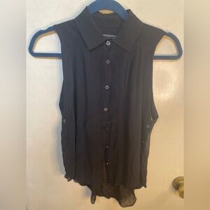 AllSaints Black Silk Sleeveless Spitalfields Shirt Uk6 Us 2